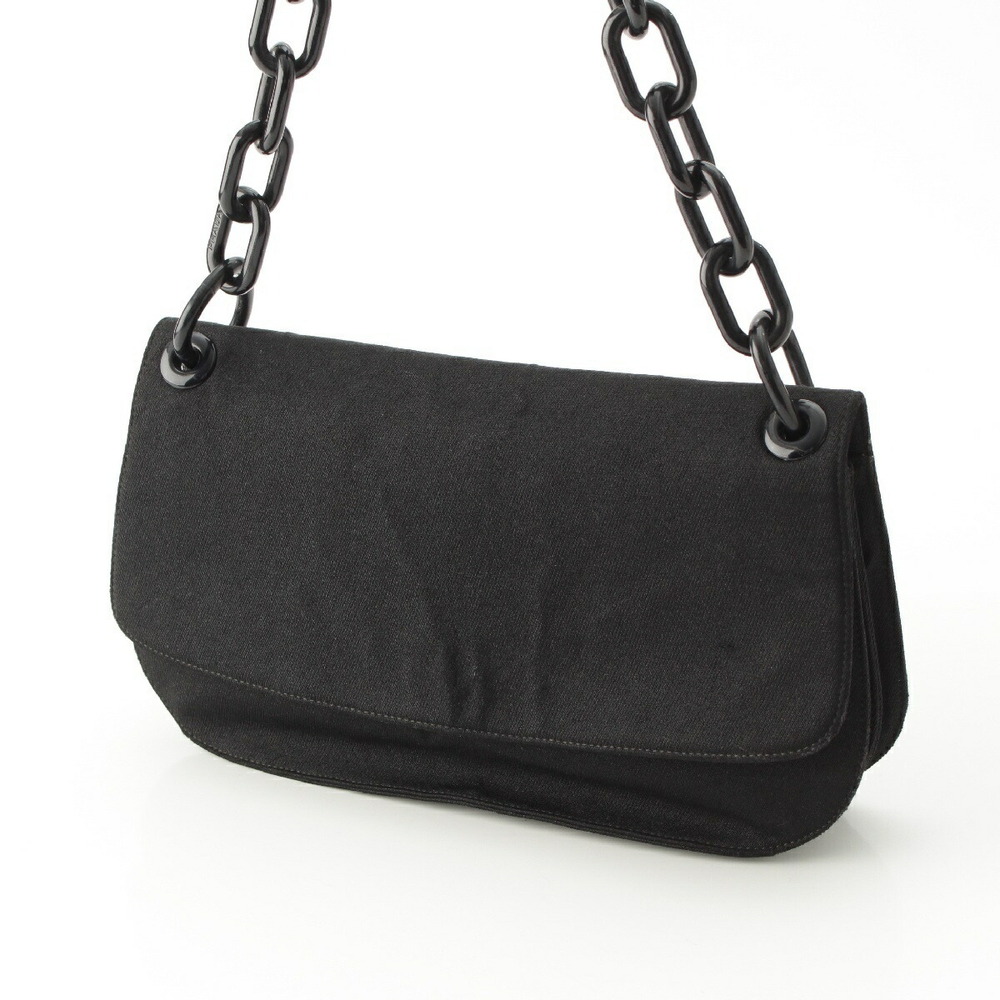 Prada chain triangular plate black triangle canvas bag logo crossbody shoulder